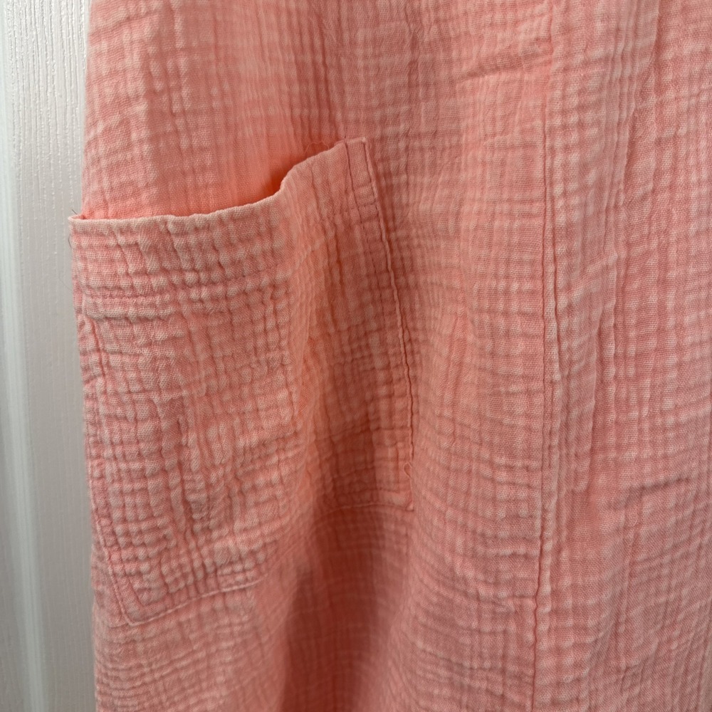Zenana Coral Washed Double Gauze Wide Leg Overalls Size Large NWOT BOHO - Picture 3 of 12